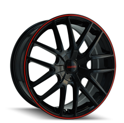 TOUREN TR60 3260 GLOSS BLACK WITH RED RING 17X7.5 5-110/5-115 42MM 72.62MM