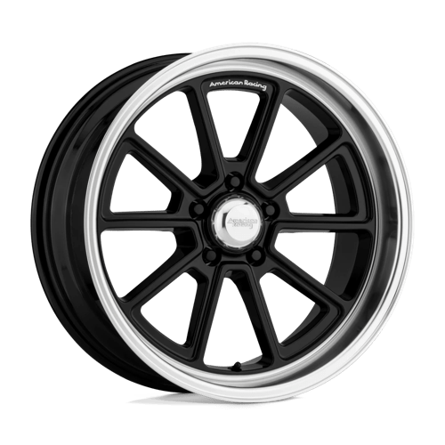 18x8 | 5x4.5 | 0 | 72.56 | American Racing Vintage | GLOSS BLACK W DIAMOND CUT LIP VN51088012300