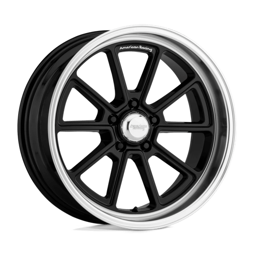 18x10 | 5x4.5 | 0 | 72.56 | American Racing Vintage | GLOSS BLACK W DIAMOND CUT LIP VN51081012300