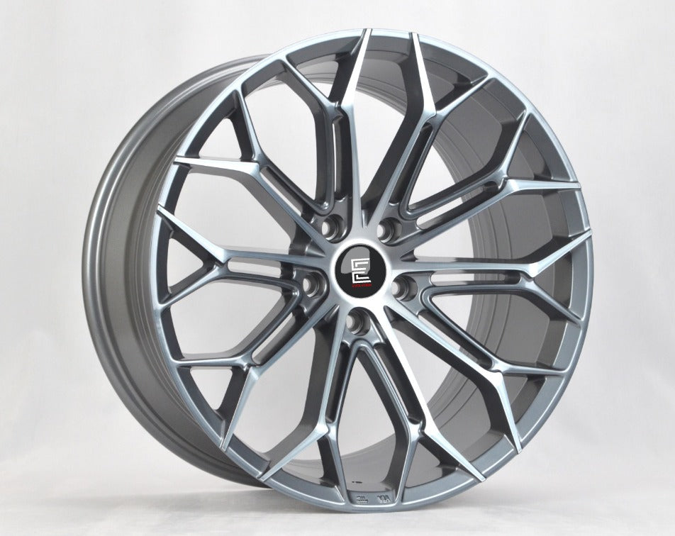 Evolution BY02 19X9.5 5x114.3 Gunmetal Machined Face W/ Grey Clear Coat