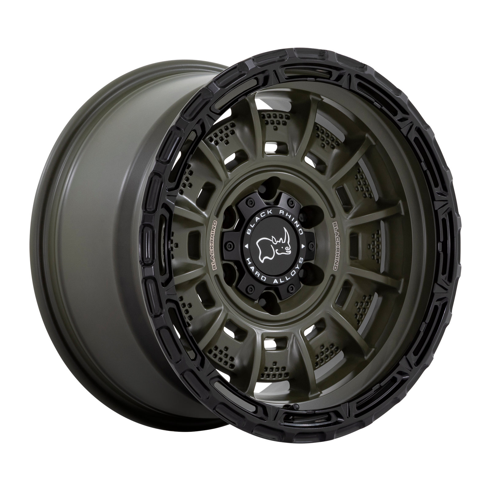 20x10 | 5x5.0 | -18 | 71.50 | Black Rhino Hard Alloys | OLIVE DRAB GREEN W BLACK LIP BR002EB20105018N