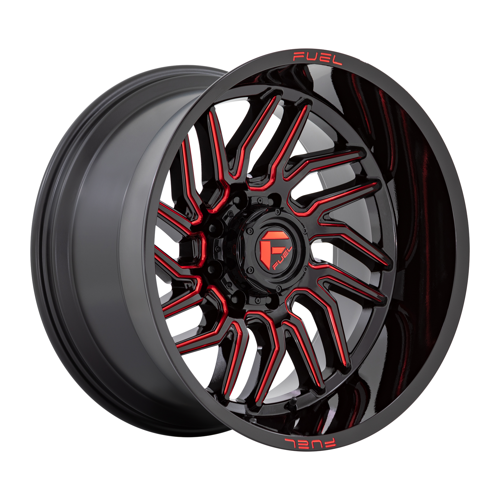 20x10 | 6x5.5 | -18 | 106.10 | Fuel 1PC | GLOSS BLACK MILLED W RED TINT D80820008447