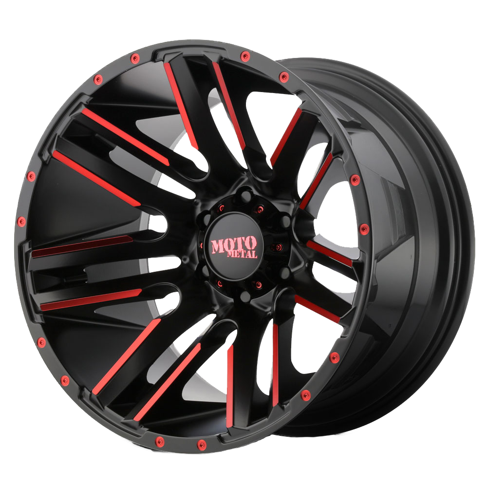20x10 | 5x5.0 | -24 | 78.10 | Moto Metal | SATIN BLACK MACHINED W RED CLEAR COAT MO97821050524NRC