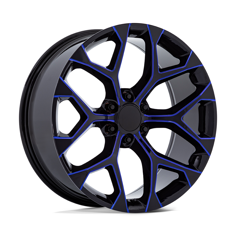 22x9 | 6x5.5 | 24 | 78.10 | Performance Replicas | GLOSS BLACK MACHINED W BLUE MILLING 176BL-2295824