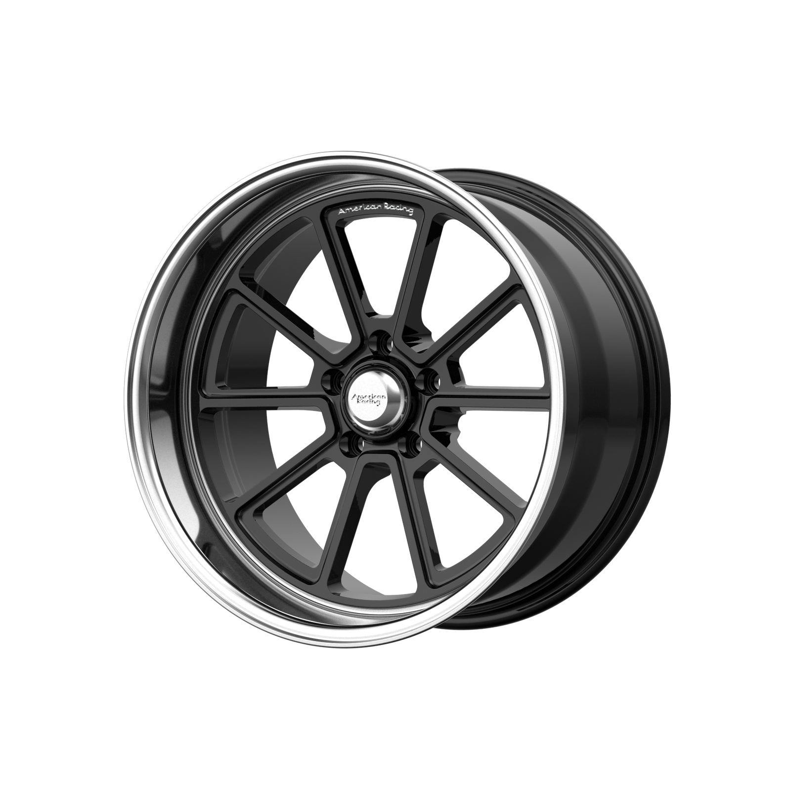 18x8 | 5x4.75 | 0 | 72.56 | American Racing Vintage | GLOSS BLACK W DIAMOND CUT LIP VN51088034300