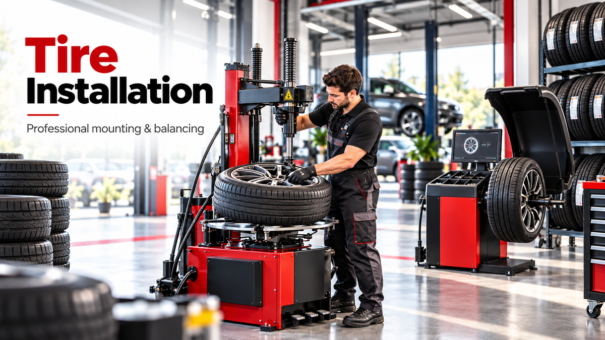 Professional tire installation and wheel balancing